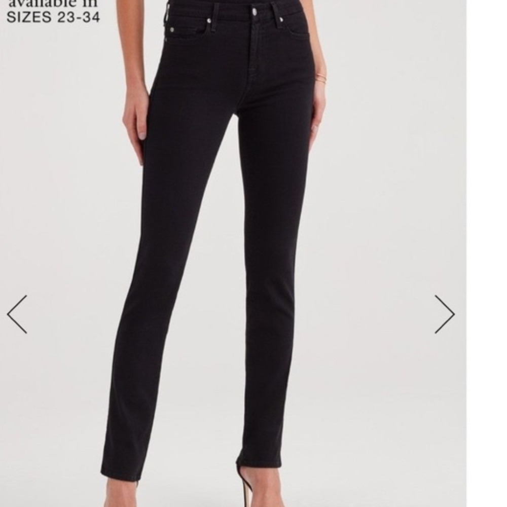 7 For All Mankind Black Kimmie Straight Leg Jeans Size 27 Slim Fit Minimalist